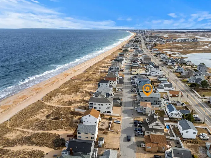 Aerial view of Serendipity Beach Retreat and the proximity to the ocean!