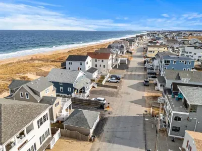 Aerial view of Serendipity Beach Retreat and the proximity to the ocean!