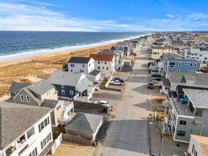Aerial view of Serendipity Beach Retreat and the proximity to the ocean!