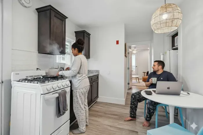 Well-equipped kitchen with all major appliances except a dishwasher