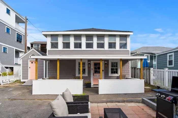 View of property from Railroad Ave. 67 Railroad Ave is the ground level unit