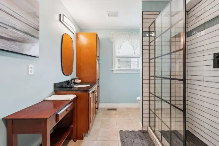 Full bathroom located on the second floor.