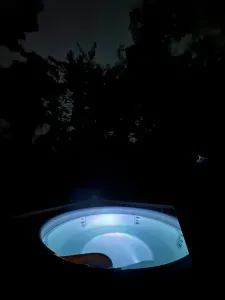 The hot tub at night!