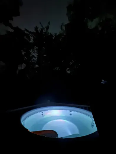 The hot tub at night!
