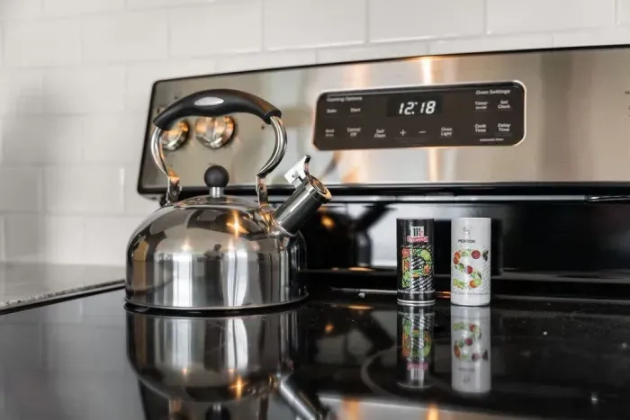 Fully-equipped open kitchen/living room