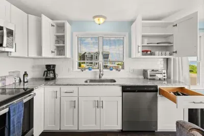 Fully-equipped open kitchen/living room