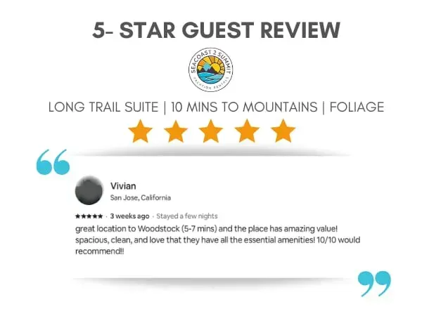 5 Star review from a recent guest