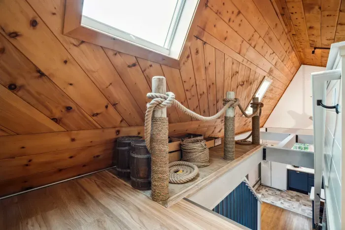 Loft with queen bed and desk