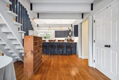 Kitchen island with seating for 4 plus 2 bar stools