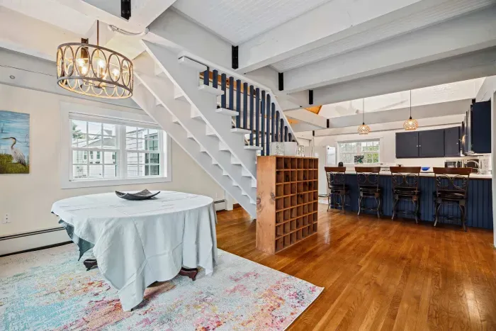 Dining area with seating for 4 plus seating for 6 at the kitchen island
