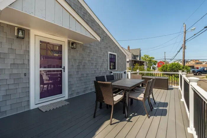 Welcome to Beach Plum Cottage! There is is plenty of dining seating and lounge seating for all guests out on the deck!