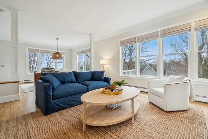 Second living room with a queen sleeper sofa and smart tv. PLEASE NOTE: THE FIREPLACE IS INOPERABLE AND IS NOT TO BE USED