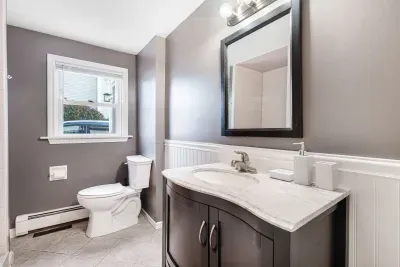 The main floor bathroom. This is a 3/4 bath with standing shower. Clean towels provided