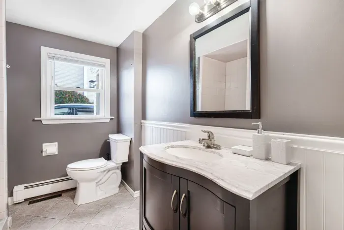 The main floor bathroom. This is a 3/4 bath with standing shower. Clean towels provided