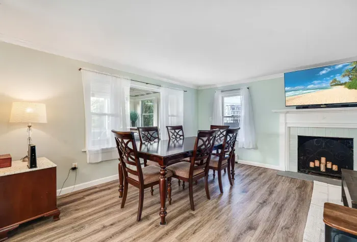 The dining room! Seating for 6 with additional chairs in the breakfast nook