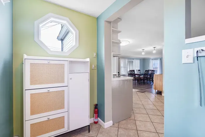 Mudroom area by the back entrance to the home. 