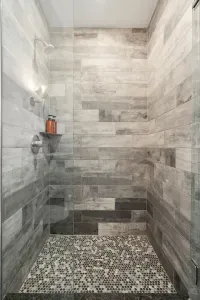 Tiled walk-in shower