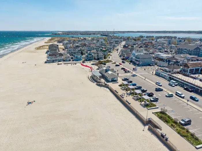Coastal homes aerial view.