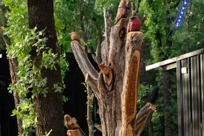 Take a picture with the tree carvings throughout the ranch and tag #4forty4ranch.com