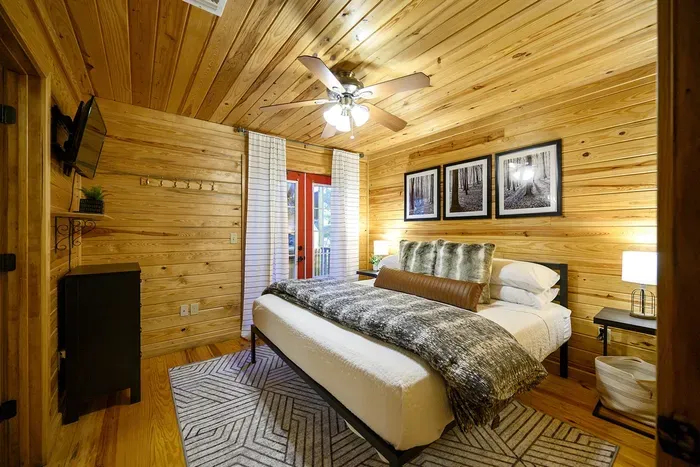 Master suite with a KING and private access to the hot tub