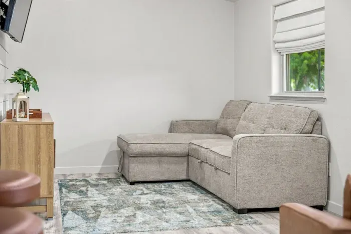 Living room sofa with a pull out