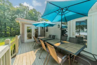 Covered al-fresco dining area with seating for 12 make sure everyone has a spot