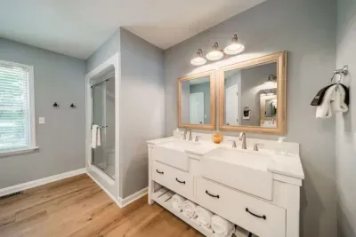 Ensuite bathroom for the primary bedroom, with lots of room for two