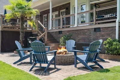 Gather around the firepit w/6 Adirondack chairs… perfect for sharing stories, roasting s’mores, and connecting under a sky full of stars.  Wood is provided.