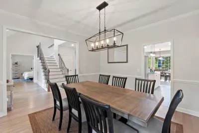 Our formal dining area seats up to 8, perfect for enjoying indoor dinners or gathering for board games with family and friends—fun and connection await!