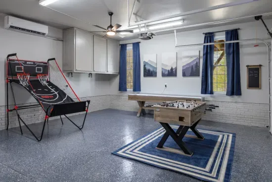 Enjoy our NEW game room featuring foosball, shuffle board, pop-a-shot, and a large seating area to watch TV
