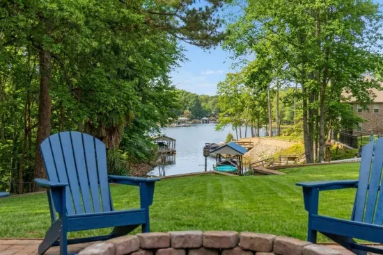 Beautiful view of the lake from our large fire pit