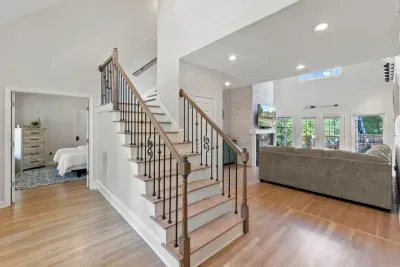 Head upstairs to discover two inviting bedrooms, perfect for a peaceful night’s rest or a cozy retreat.