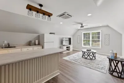 A standout feature is the private apartment-style space with its own living room, kitchenette, and king bedroom… ideal for couples seeking extra privacy and comfort.