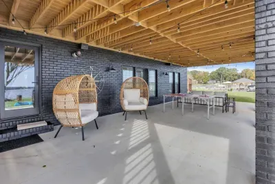 Fun seating on our covered patio area.