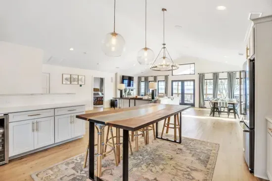 Expansive kitchen area with easy, open access to the rest of the group