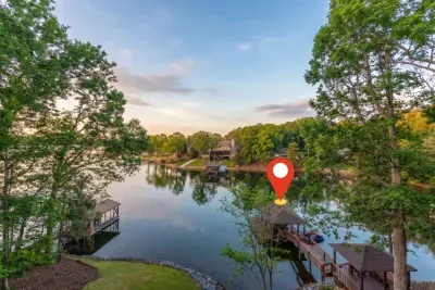 Your dock. Your lake. Room for a full pontoon rental.  Just ask us for our favorite boat service. Or just drop a line off the side and see what bites.