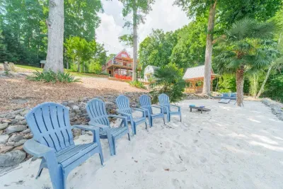 The property has a sand beach to relax, layout and enjoy the day.