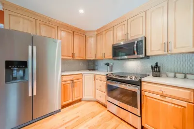 Our kitchen features what you would expect, plus much more.  Spices, zip-loc bags, k-pod and filtered coffee, and much more!