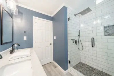 The main floor bathroom has everything you need, including shampoo, conditioner and body wash for your use.
