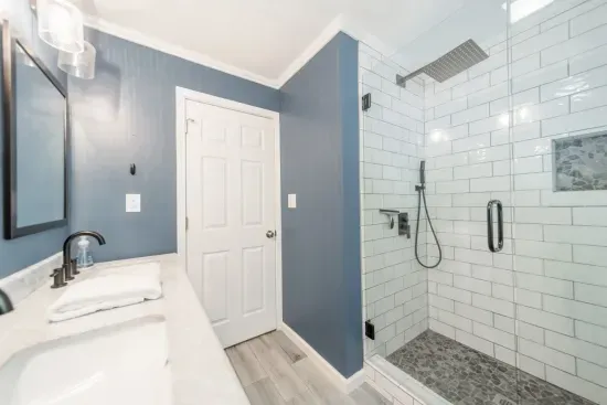 The main floor bathroom has everything you need, including shampoo, conditioner and body wash for your use.