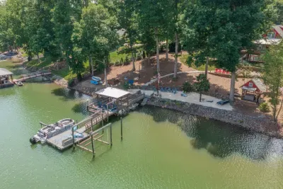 Aerial view further away to really showcase the amazing backyard our home has!