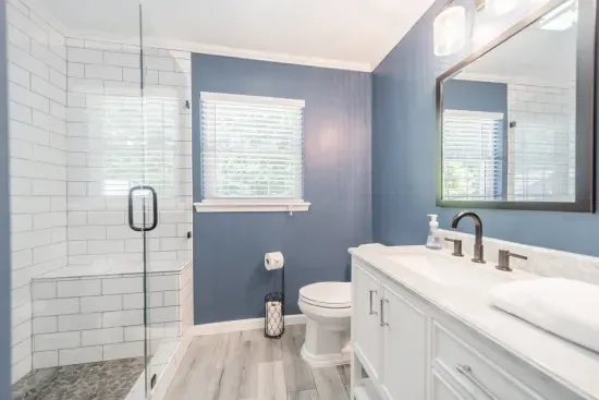 The main floor bathroom has everything you need, including shampoo, conditioner and body wash for your use.