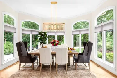 Surrounded by windows, our dining area seats six people and is perfect for meals together.