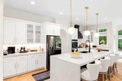 Our kitchen also featured a bar area with seating for four  to encourage conversation.
