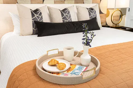Enjoy your breakfast in bed on our super comfy mattress.