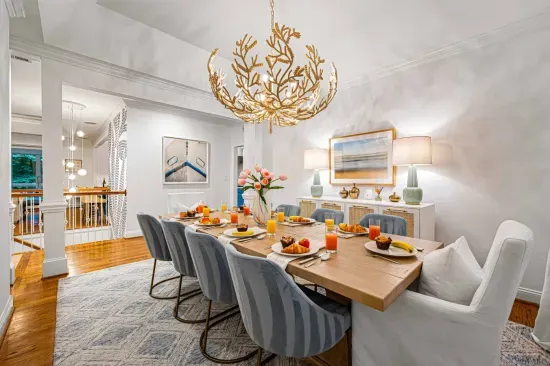Our formal dining room seats eight and serves as a special spot to share an amazing meal.