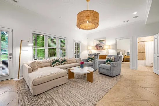 Walking downstairs you immediately arrive in our living area, perfect for late night conversations or just lounging.
