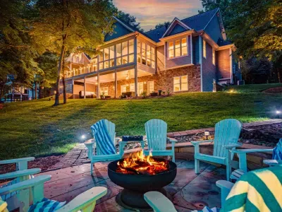 At the end of a fun-filled day relax around our large fire pit that seats 7 people.