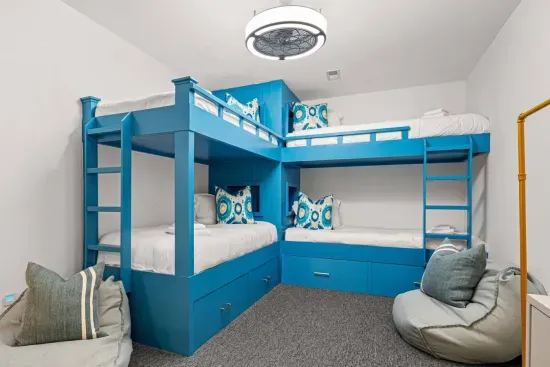 This fun bunk bed room is perfect for the kids to hang out and get some rest.