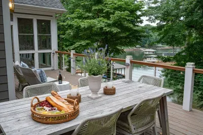 Our large deck area is perfect for outdoor entertaining and having a meal in nature.